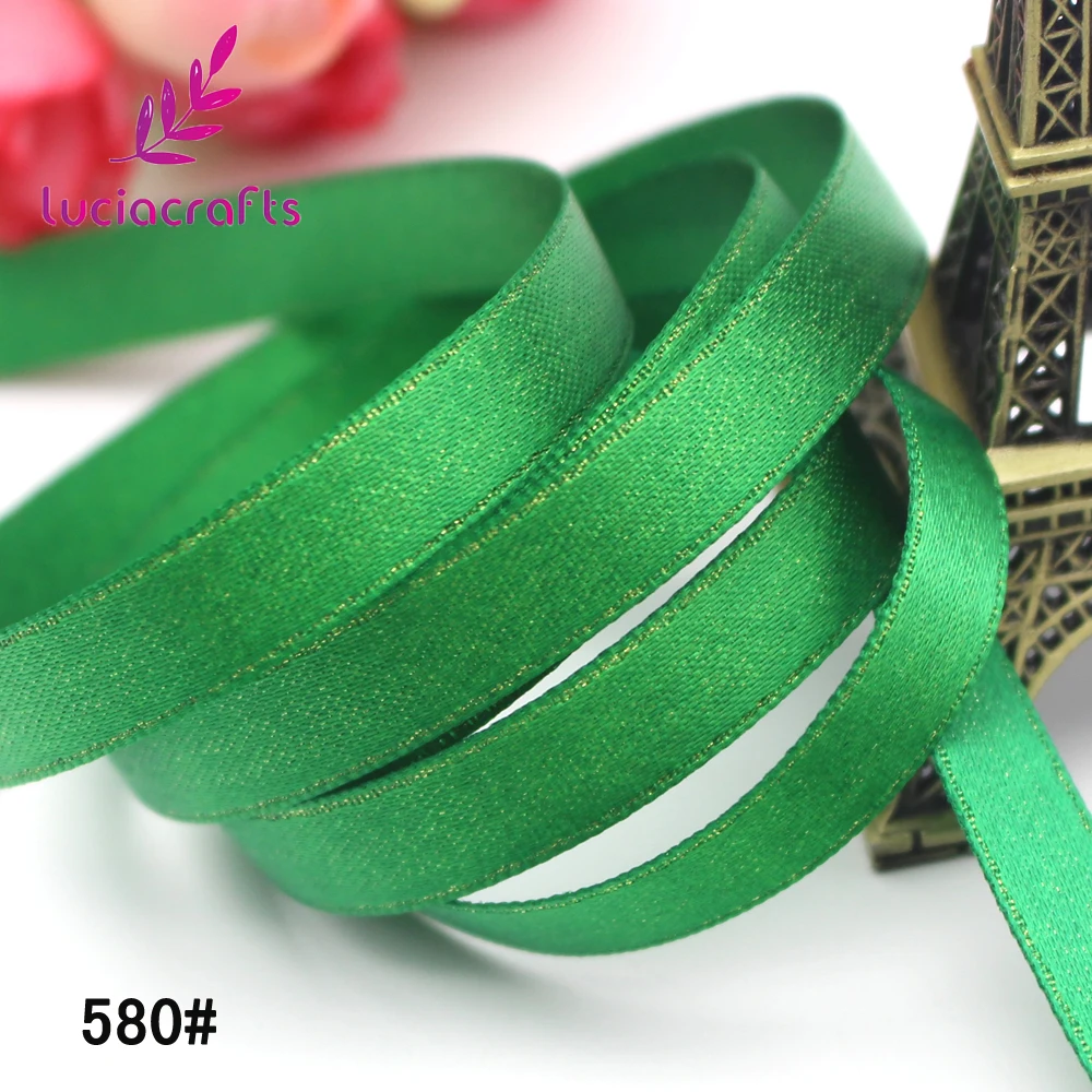 Lucia crafts 6/10/15/22 мм сплошной Цвет полиэстер рождественская атласная лента своими руками шитьё вручную Материал DIY Швейные аксессуары Q0603