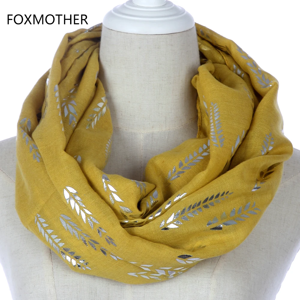 FOXMOTHER Новая модная женская Розовая белая серая пшеничная бронзовая лента из фольги шарф-кольцо Петля снуд платок для дам