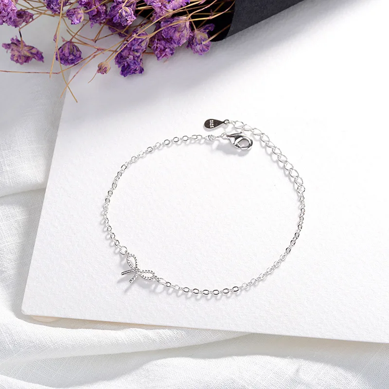 FENGLI Silver Color Jewelry Bow Bracelet for Women Girl Hollow Simple Tie Chain Bangle Female Party Gift | Украшения и аксессуары