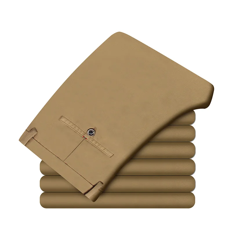 Брендовые повседневные штаны высокого качества на весну и осень, мужские классические деловые хлопковые тонкие модные брюки, Мужская одежда для бега, размер 28-42 - Цвет: Khaki