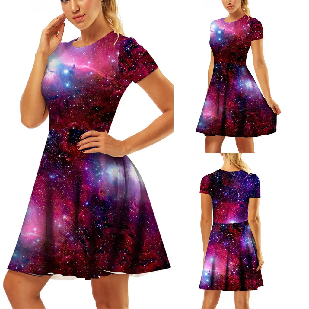 Женское вечернее мини платье с 3D принтом повседневное винтажное коротким