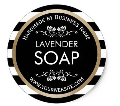 

1.5inch Handmade Soap Gold Border Modern Stripes Classic Round Sticker