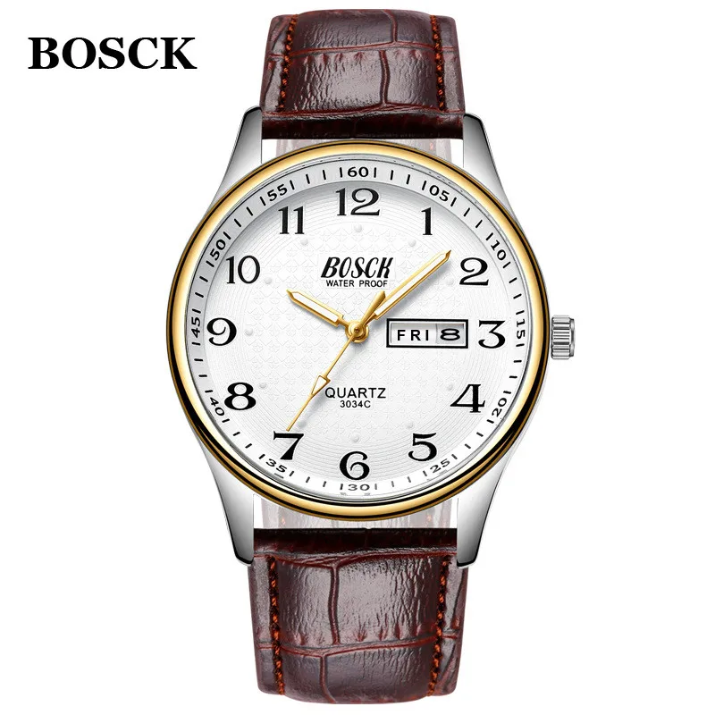 leather gold white Relogio Masculino Мужские часы Роскошные полностью стальные часы Модные кварцевые наручные часы водонепроницаемые мужские часы Relojes Hombre - Цвет: leather gold white
