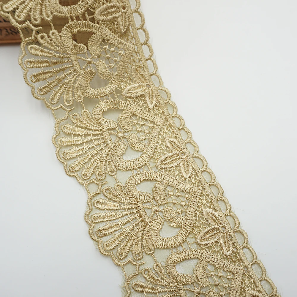 2 ярда 7 5 см Золотое кружево искусственное украшение для платья дивана занавески