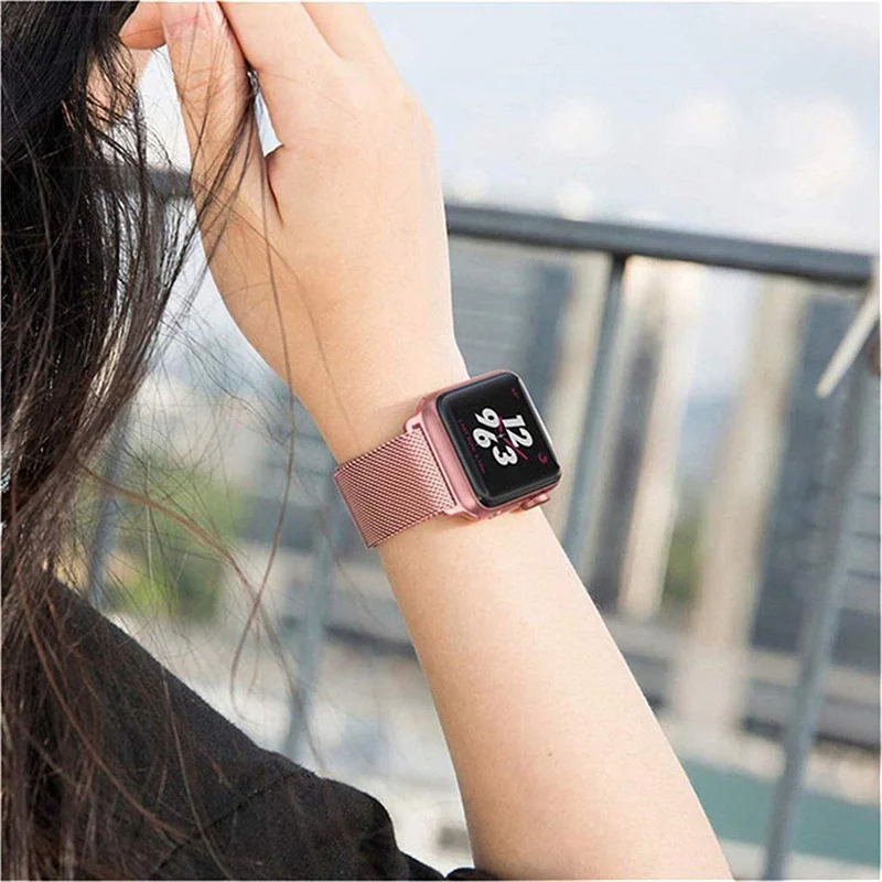 Миланский ремешок для Apple Watch Band 42 мм 38 мм 40 мм 44 мм металлический браслет из нержавеющей стали сетчатый ремешок для часов iwatch Serise4321