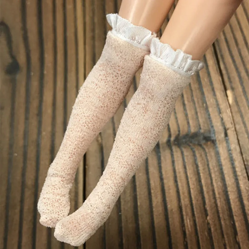 1 пара кружевных чулок для кукол Blythe 1:6, носки для Барби, Гольфы выше колена для куклы Momoko OB Azone 1/6 - Цвет: 4