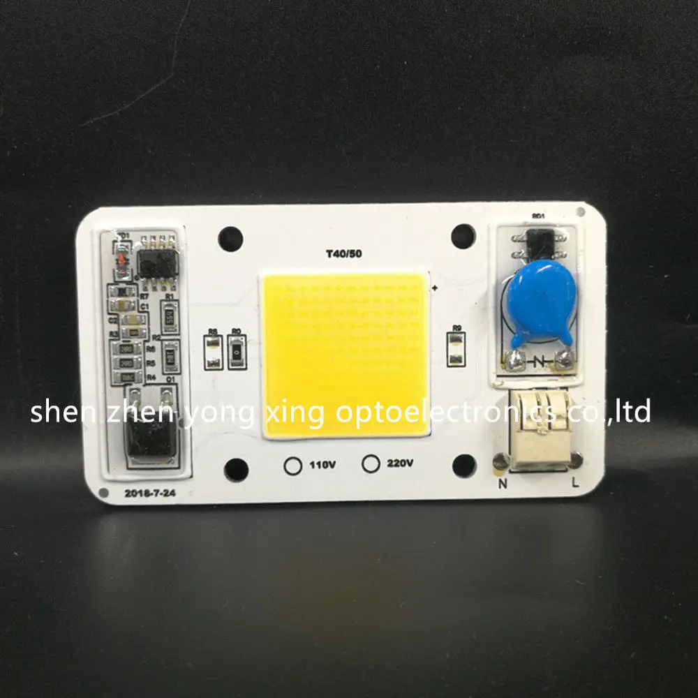 Затемнения светодиодный COB лампы Чип диод 50 Вт AC110V 220V Вход Smart IC драйвера