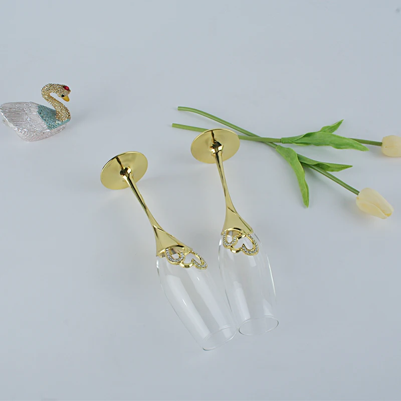 Новая мода золото шампанское стекло свадебное вино набор стеклянных бокалов