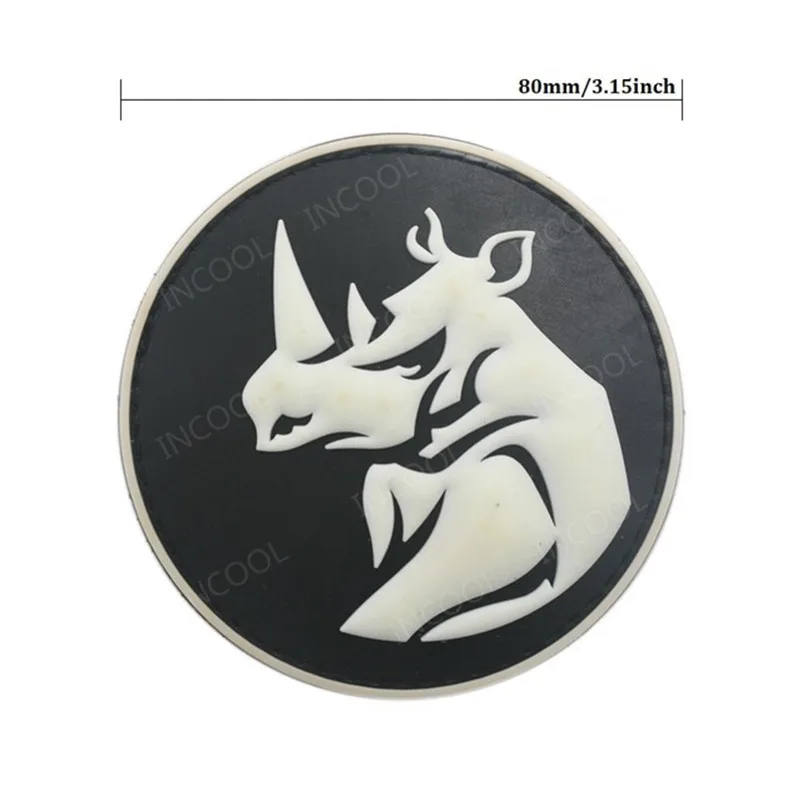 Фото Rhino Head PVC Patch Tactical Military Hook Patch Rhinoceros Rubber Patches Armband Combat Badges For Clothing Backpack №2