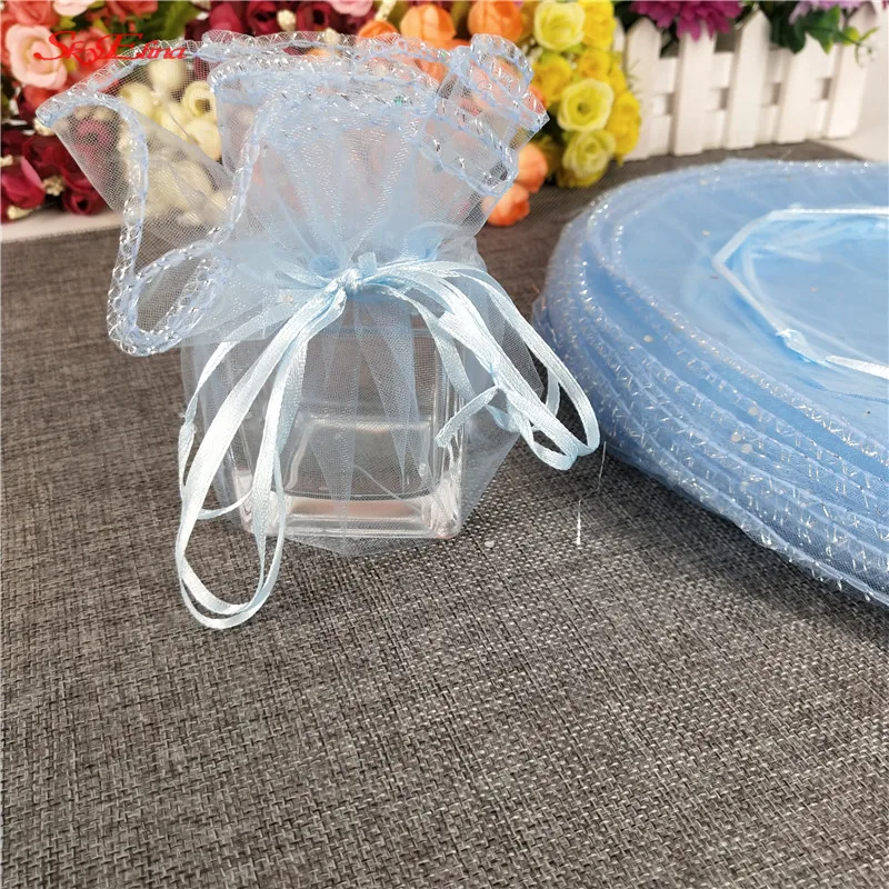 50Pcs Colorful Round Organza Bag Gauze Element Wedding Gift & Candy Bags Drawstring Jewelry Packaging With Sequins 5Z-SH838 | Дом и сад