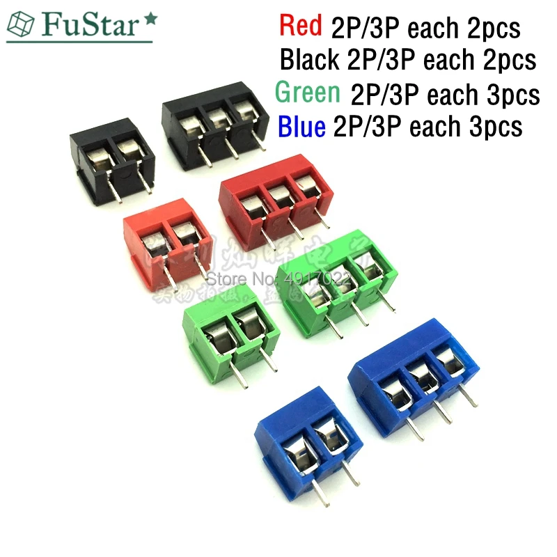 20 шт. KF301 2 P винт 5 0 мм Клеммная колодка Pin 3 pcb разъем красный синий черный