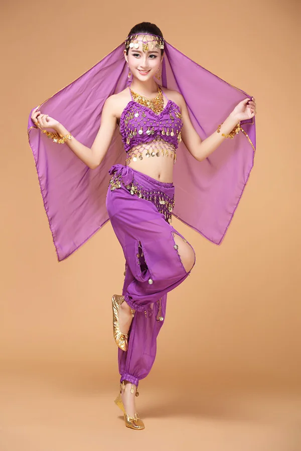 Женский костюм для танца живота индийское платье комплект из 4 предметов |