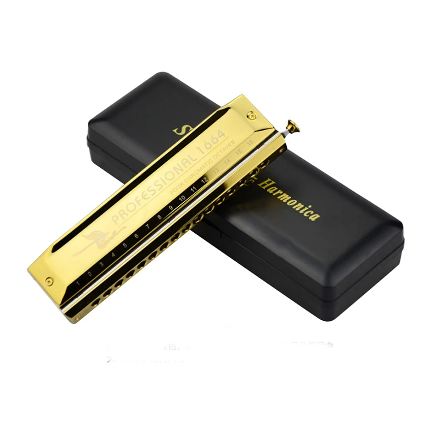 Серебристый и золотистый Лебедь с 16 отверстиями 64 тона гармоника ключом