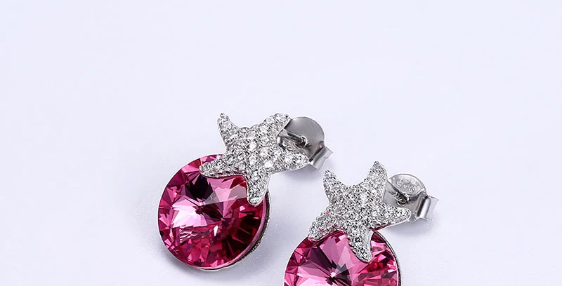 Прекрасные звезды круглый кристалл от Swarovski милые серьги для Для женщин 925 пробы серебро себе прекрасное ювелирное дело вечерние подарок