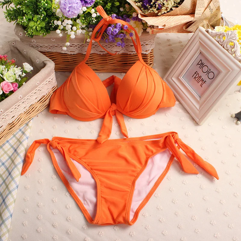 Новинка шикарное Бразильское бикини Женский неоновый купальник с пуш ап