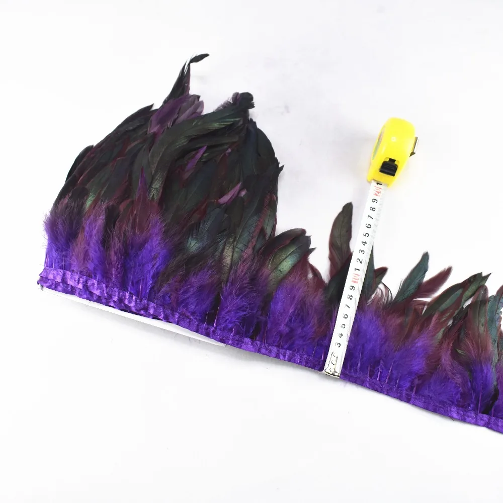 1 ярдов длинный Высококачественный Фиолетовый Петух отделка перо бахрома
