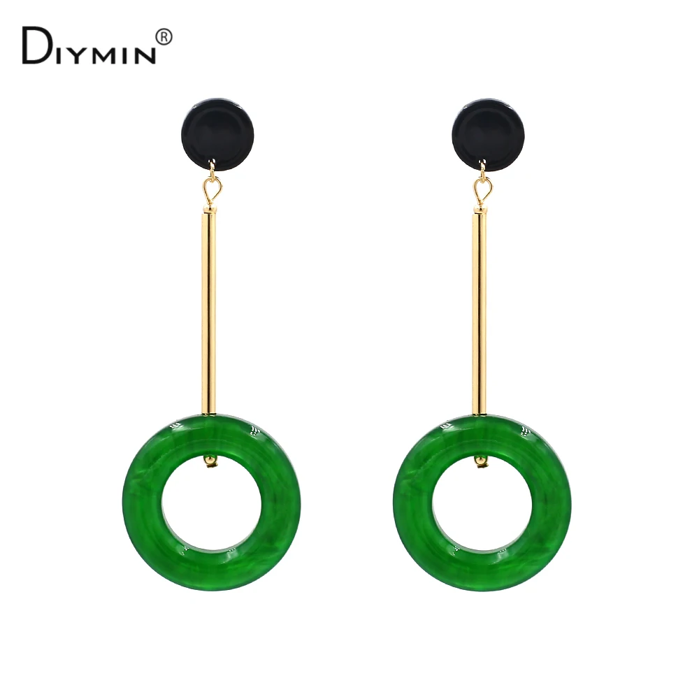 Diyimin Новый дизайн Чешский Круглый Смола Длинные Висячие серьги для Для женщин