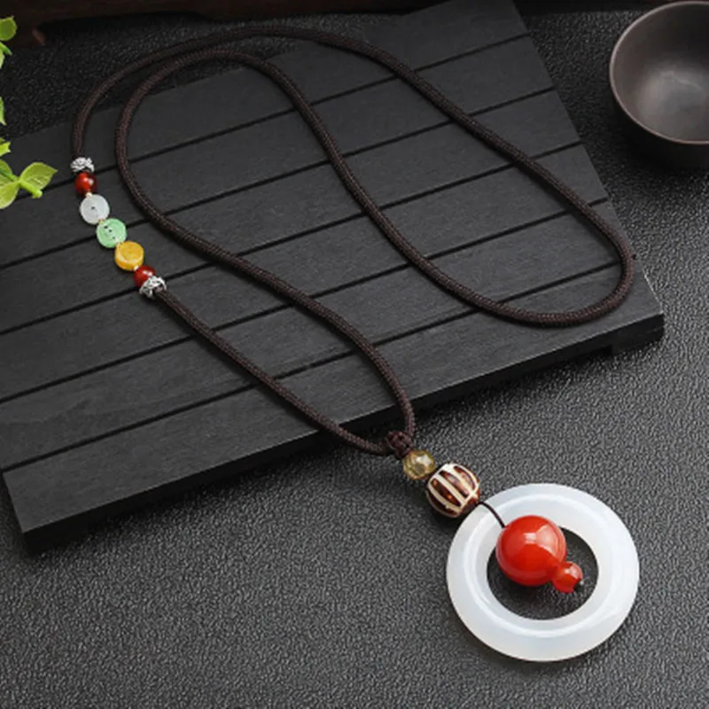 Новинка подвеска с пряжкой из натурального халцедона национальная свитер от