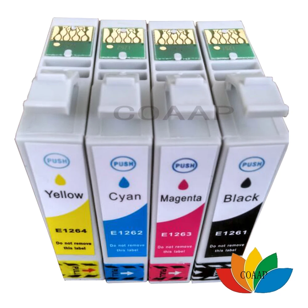 4 шт. совместимых чернильных картриджей T1261 T1262 T1263 T1264 для Epson анализатора