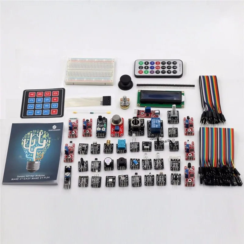 Комплект датчиков Sunfounder V1.0 для Arduino 37 модулей R3 Mega2560 Mega328 Nano (плата UNO в комплект не