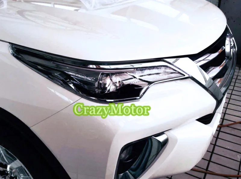 Для Toyota Fortuner AN160 2016-2019 Хром Передняя фара рамка Крышка отделка автомобиля
