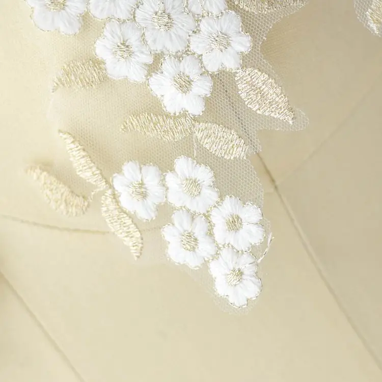 Золотой вышитый хлопок кружева аппликация патч аксессуары платок ручной работы