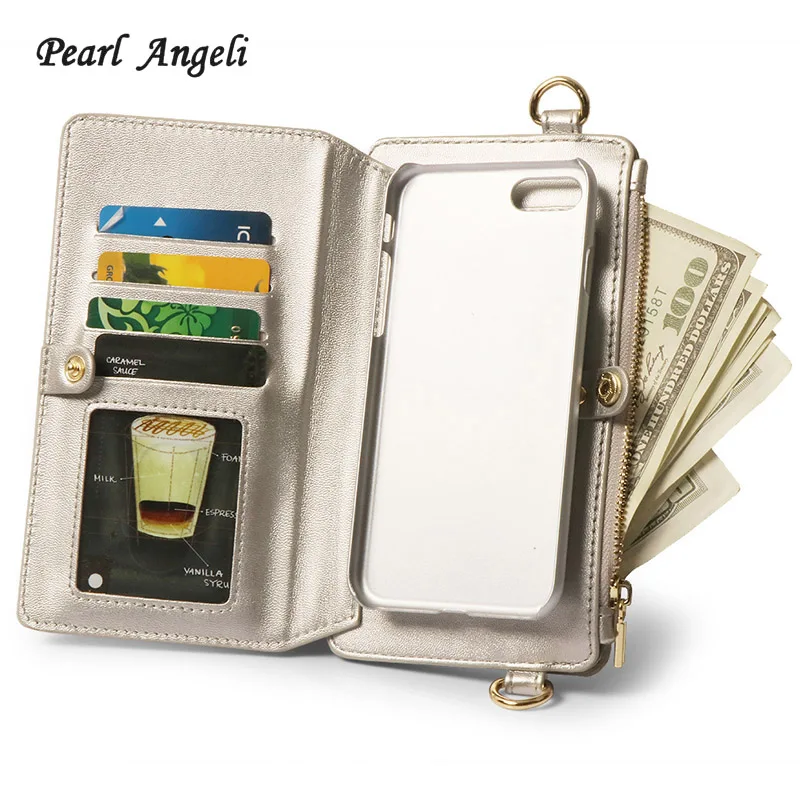 Перламутровые чехлы бумажники Angeli из искусственной кожи для iPhone 6 6s 7 8 Plus X XS