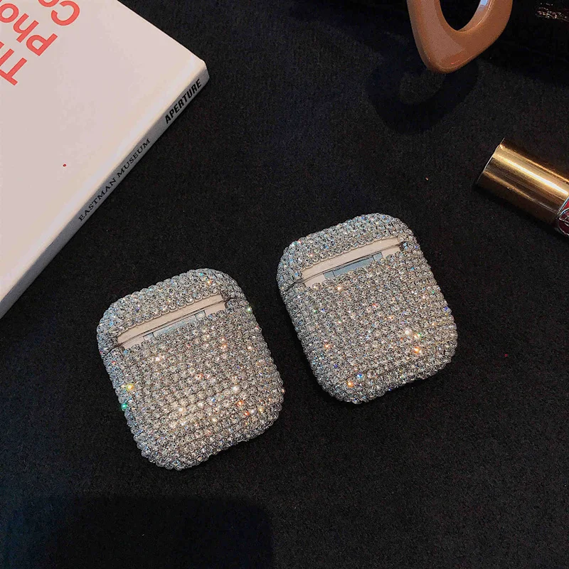 Сверкающие Стразы Жесткий Чехол для Apple Airpods 1/2 чехол защитный чехол беспроводной Bluetooth наушники чехол зарядная коробка сумки