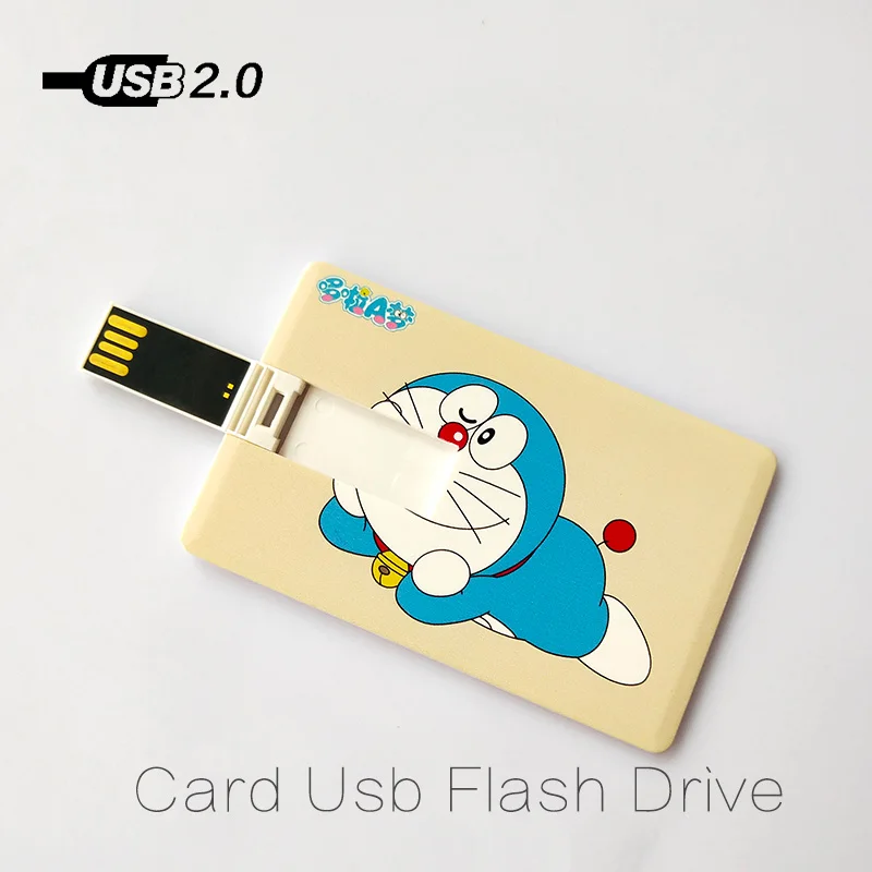 Синяя карточка с кошкой размер кредитной карты USB 2 0 Pendrive 128MB 4GB 8GB 16GB 32GB 64GB 128GB U флэш
