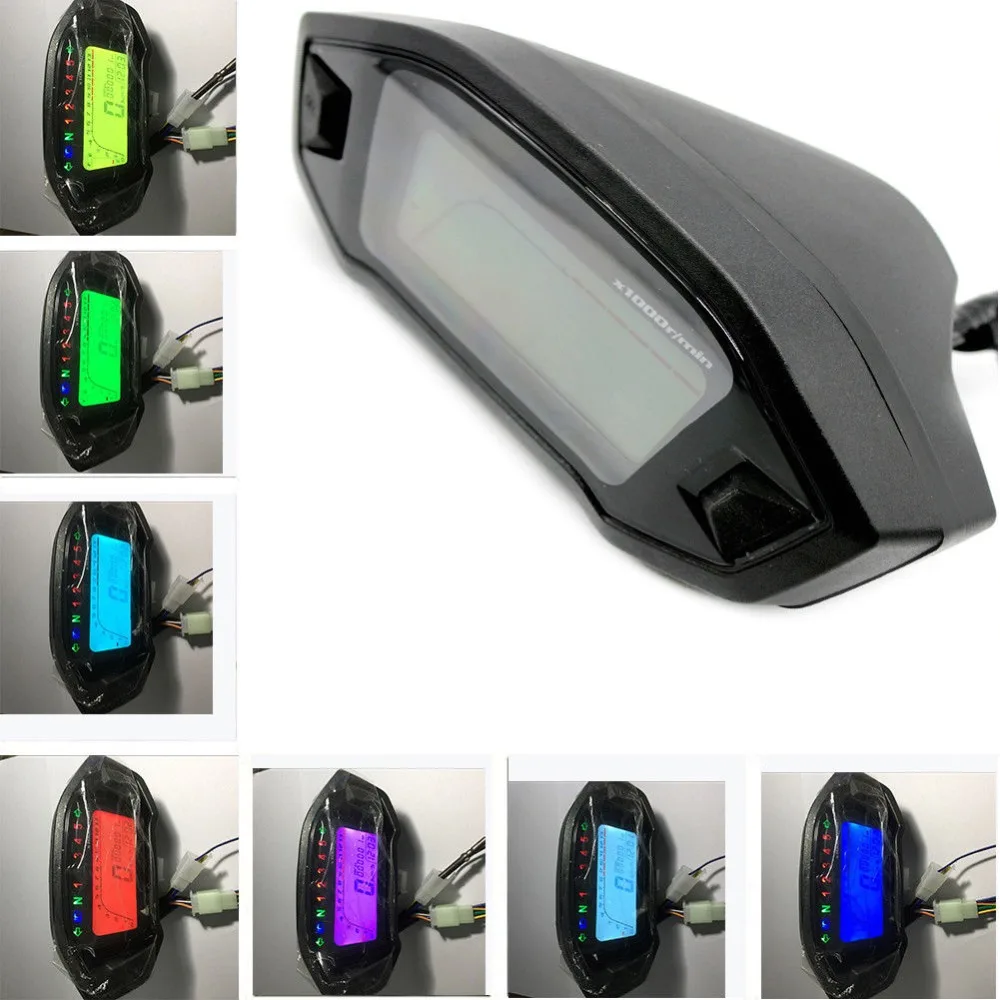 7 цветов Универсальный мотоциклетный ЖК цифровой спидометр одометр тахометр 8 12