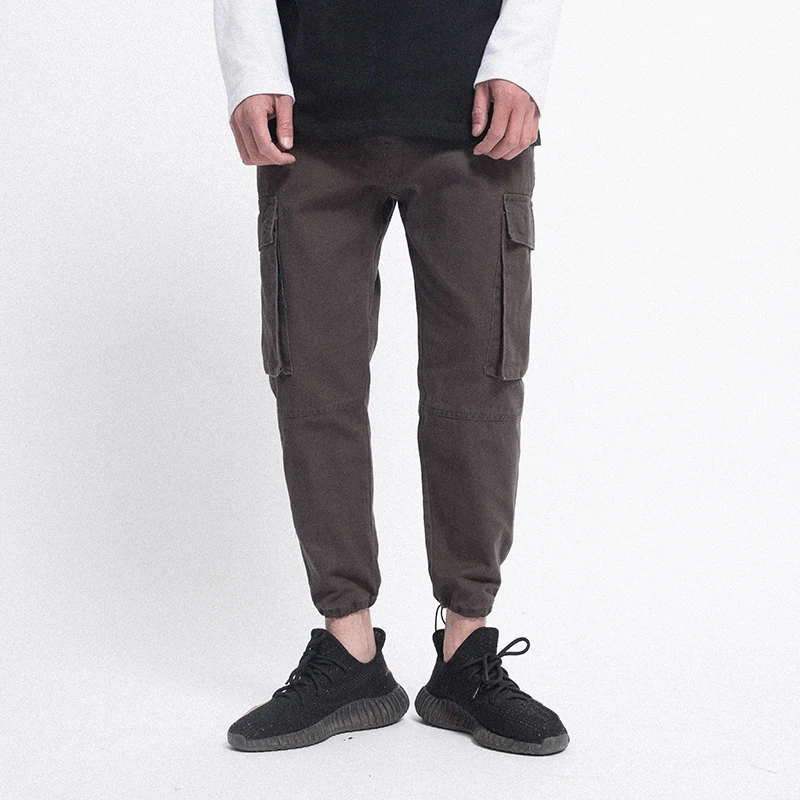 CHINISM Spring Summer Men's Big Pocket Brown Causal Cargo Pants Brand Clothing Military Cuff Compression Casual | Мужская одежда