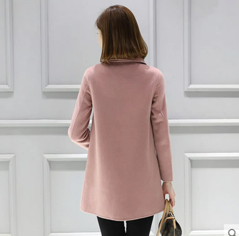 Женское Короткое шерстяное пальто однотонная двубортная куртка с широкой талией