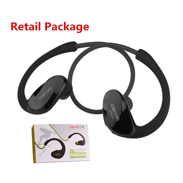 Dacom Athlete ушные крючки Спортивные Bluetooth 4,1 наушники устойчивое мини беспроводные Hifi бас наушники с микрофоном - Цвет: Black retail package