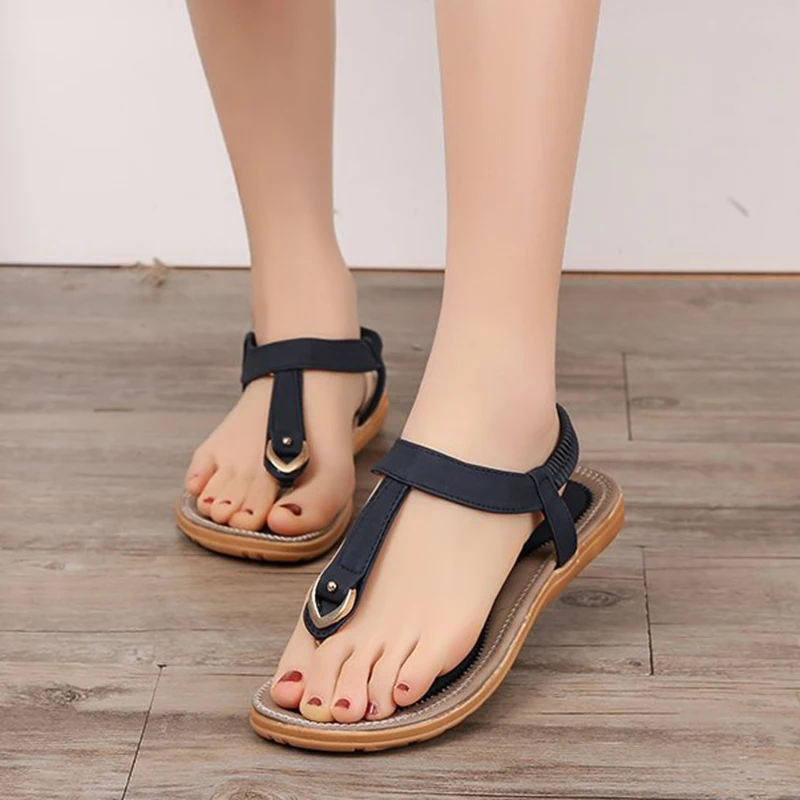 Женские сандалии большого размера Вьетнамки с эластичным ремешком Повседневная