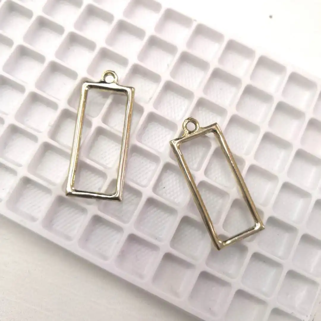Золотой прямоугольник из металла и жемчужные подвески Geometric10pcs Подвеска DIY серьги