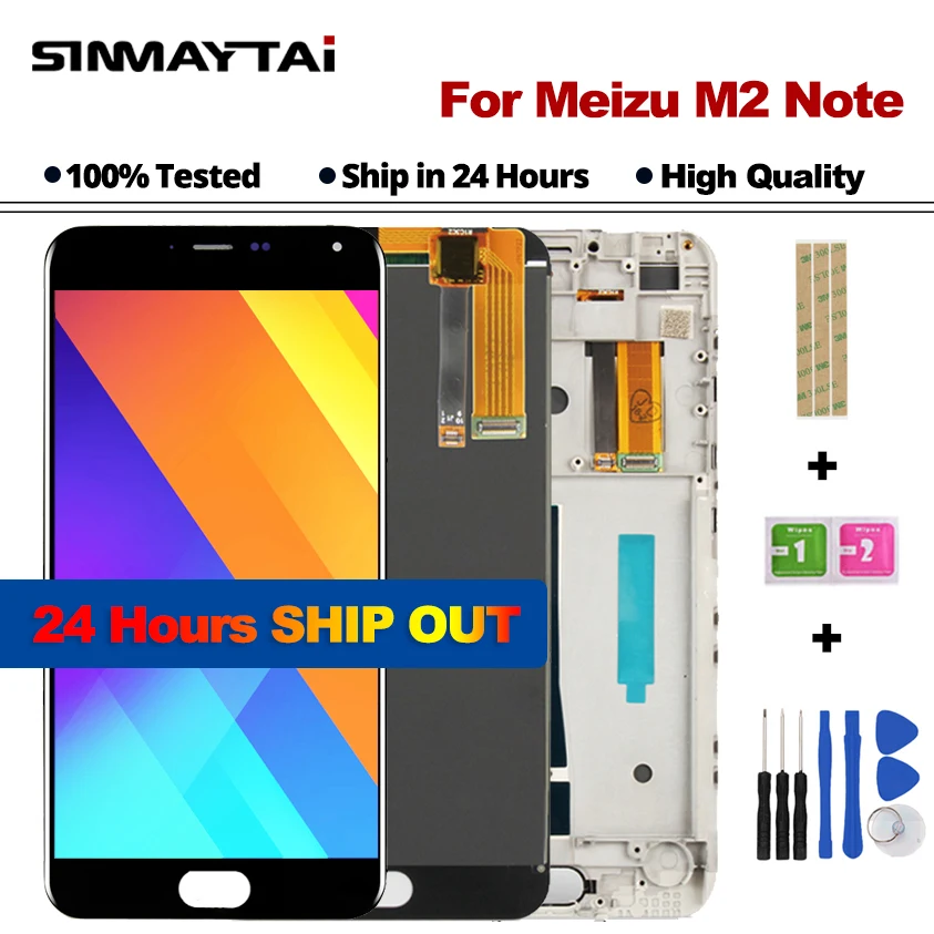 5 ''качественный ЖК + рамка для MEIZU M2 Note ЖК-экран Замена Digiziter сборка бесплатная