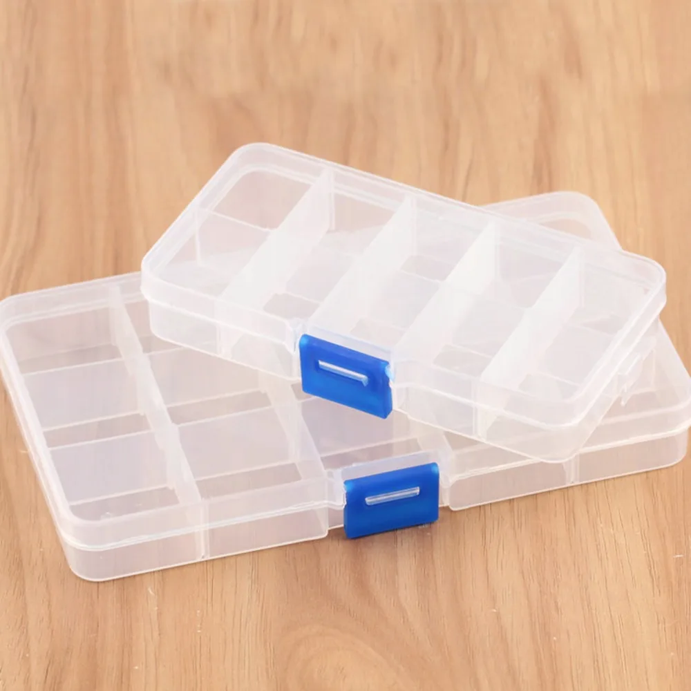 Пластиковый 10 отделений регулируемый ящик для хранения ювелирных изделий кейс