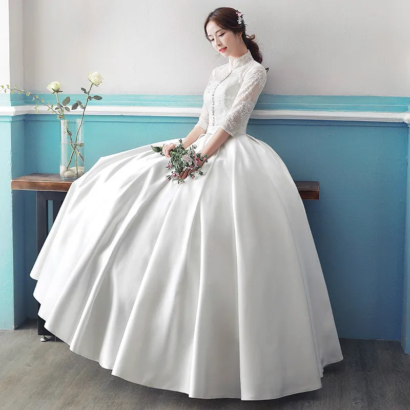 Бальное платье простой дизайн с длинным рукавом торжественные платья кружевом