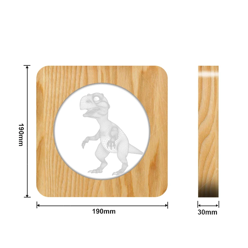 Тираннозавр с динозавром 3D деревянный акриловый ночник для клубного домашнего