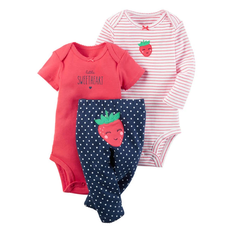 

new born baby boy girl clothes set cartoon long sleeve rompers+bodysuit+pants unisex newborn costume summer 2020 infant clothing