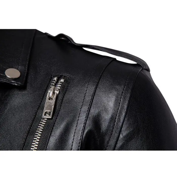 Черная мужская кожаная мотоциклетная куртка из искусственной кожи