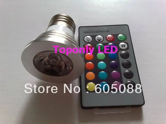 E27 3 Вт rgb Светодиодная лампа прожектор AC85 220V + ИК пульт дистанционного управления