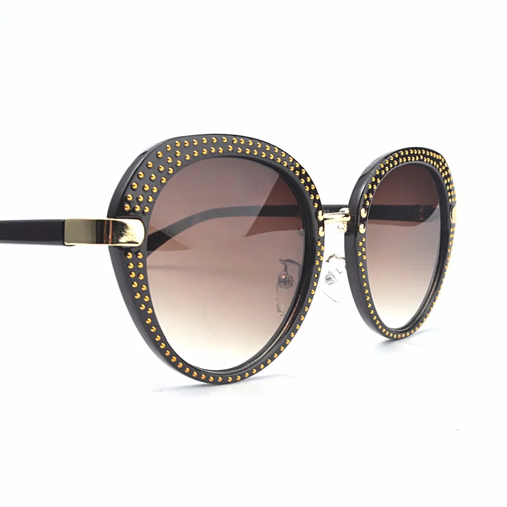 2018 модные Круглые Солнцезащитные очки женские блестящие в алмазной