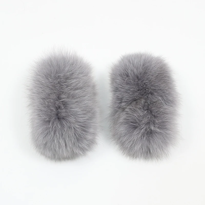 grey fox fur OFTBUY натуральный мех с манжетами, большой натуральный мех енота, Лисий мех, зимняя Новинка - Цвет: grey fox fur
