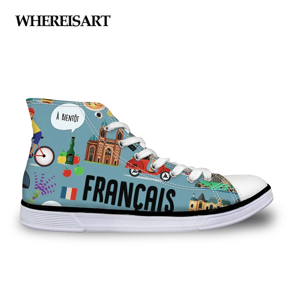 WHEREISART/забавные женские кроссовки с рисунком французского/испанского учителя