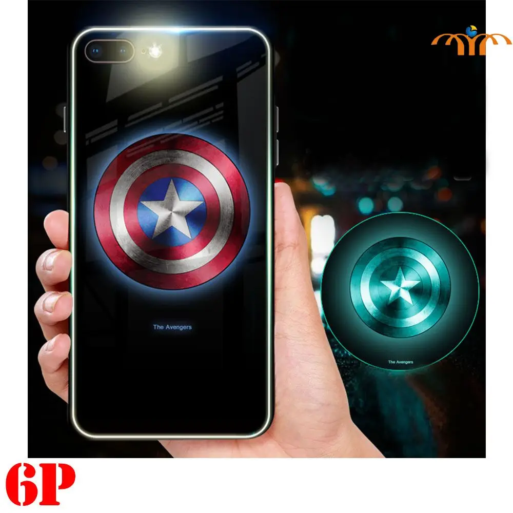 Marvel Капитан Америка фосфоресцирующий Телефон чехол для iPhone 6 Plus 7 8 задняя крышка