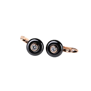 Gold Earrings Black Классический дизайн романтические ювелирные изделия цвета: золотистый, серебристый Цвет AAA кубический цирконий, серьги-гвоздики из керамики для Для женщин элегантные свадебные туфли - Окраска металла: Gold Earrings Black