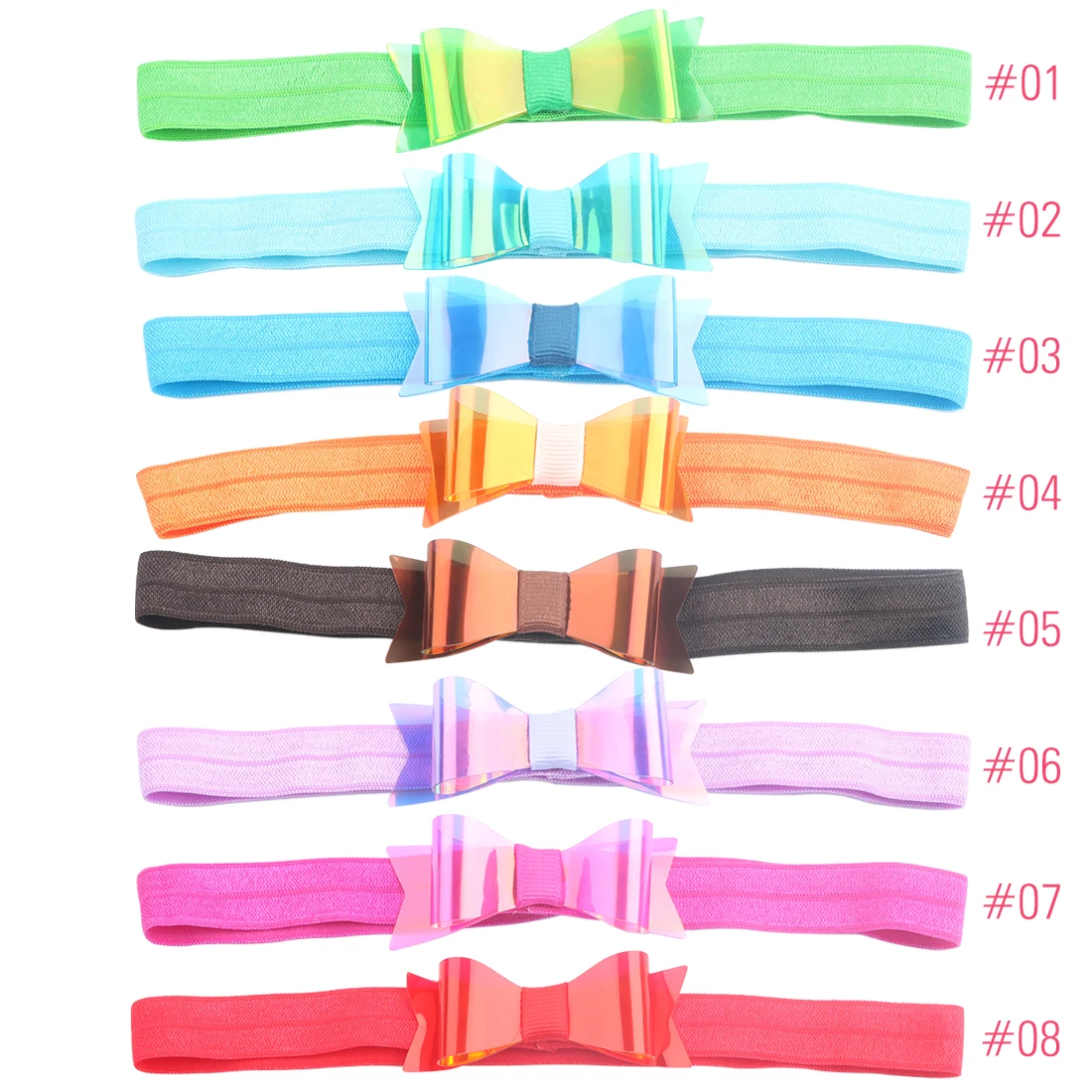 With Headband XIMA 8 шт./партия 2,5 дюймов мини ПВХ кожаный обруч для волос с зажимом Дети лук-заколки с бантом головная повязка Дети заколки для волос аксессуары для волос - Цвет: With Headband