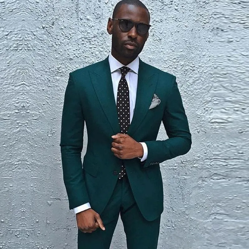 Дешевый комплект из 2 предметов зеленые мужские свадебные костюмы новые смокинги