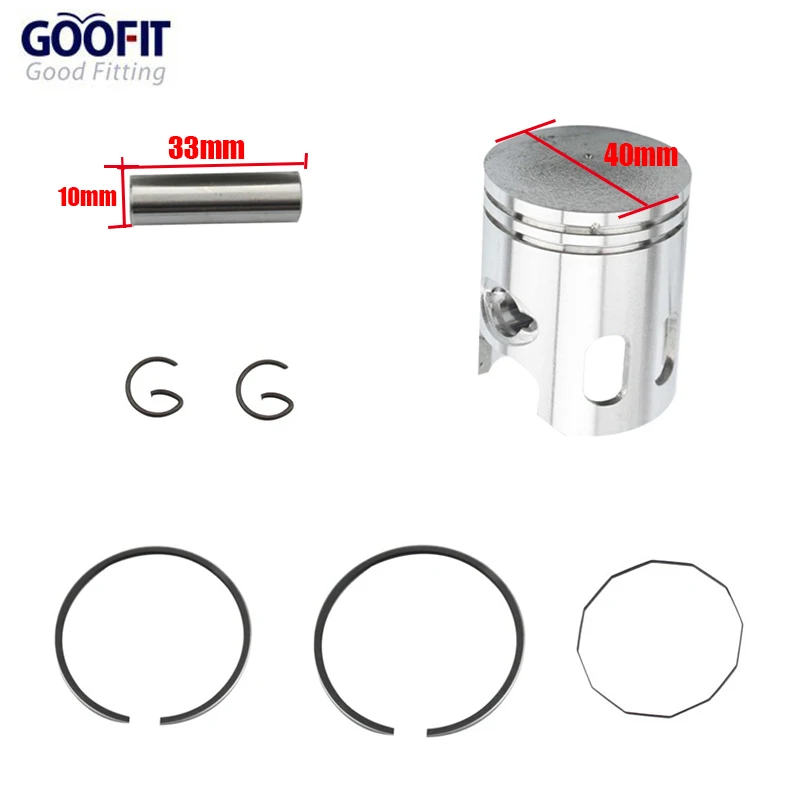 GOOFIT 40 мм поршневое кольцо 10 мм поршневой палец комплект в сборе для 2-stroke 50cc Yamaha Jog Minarelli PW50 мопед скутер T40 K082-063